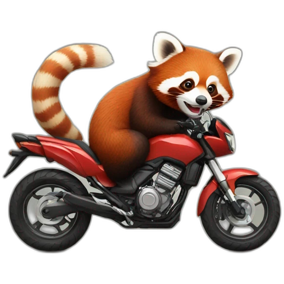 Red panda on a motorbike emoji