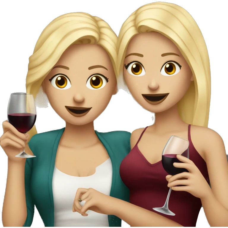 Two beautiful blondes drinking red wine emoji