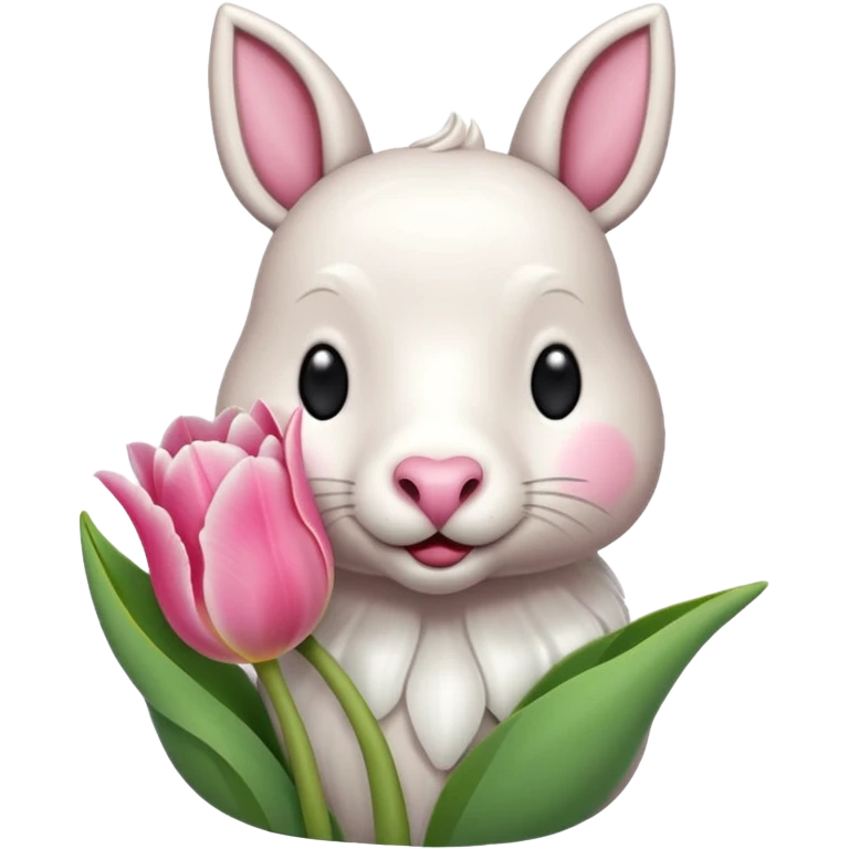 Un 🐑 lindo teniendo un tulipán rosa emoji