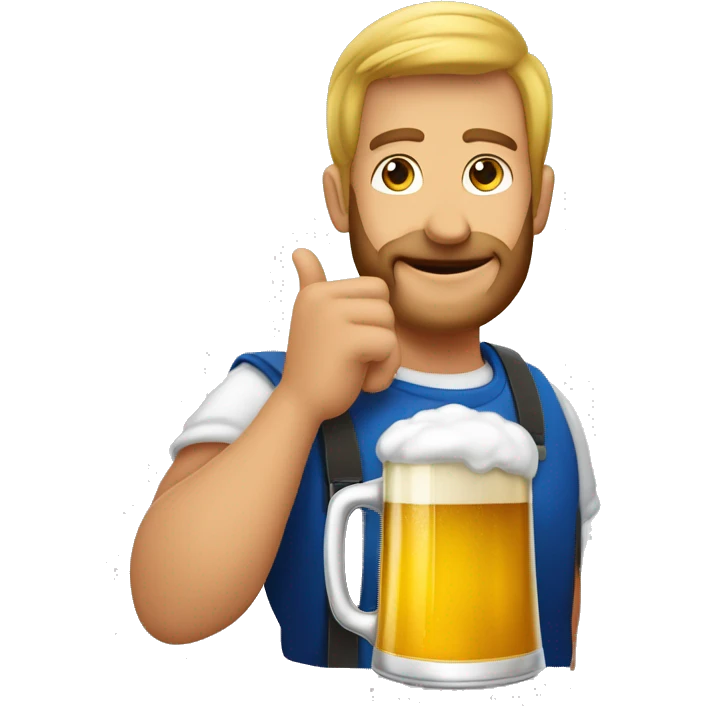 homem COM BRAÇO LEVANTADO SEGURANDO UMA CANECA de cerveja  emoji