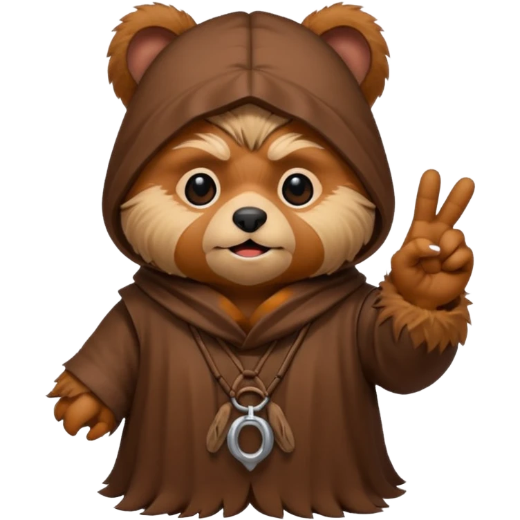 Ewok giving peace sign emoji