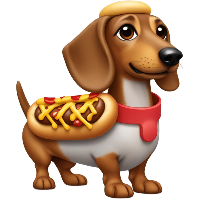 Dachshund with hotdog costume emoji