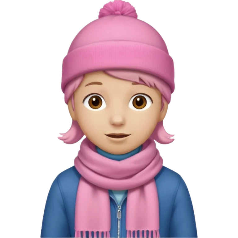 Kid wearing pink hat and scarf, full body emoji
