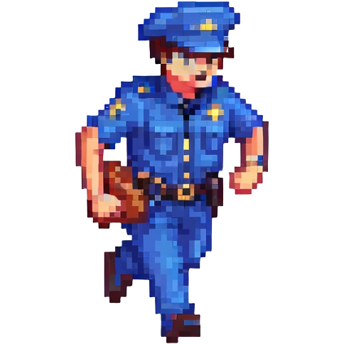 police running scene, unique pixel art style emoji