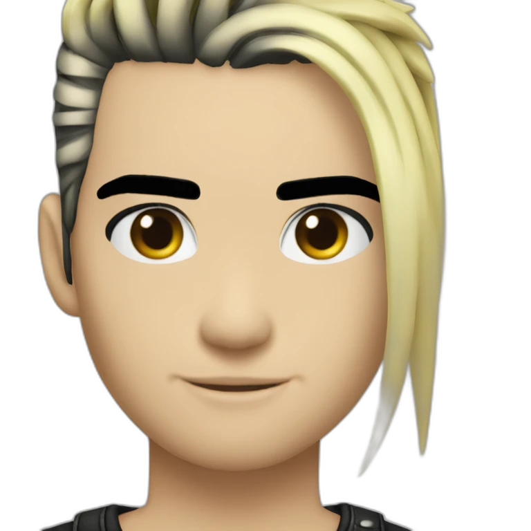 Bill Kaulitz black hair down with blonde highlights emo emoji