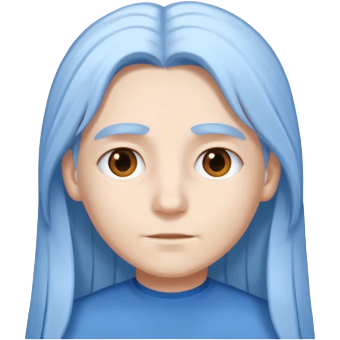 He was born with fair skin and slightly long white and blue hair. emoji