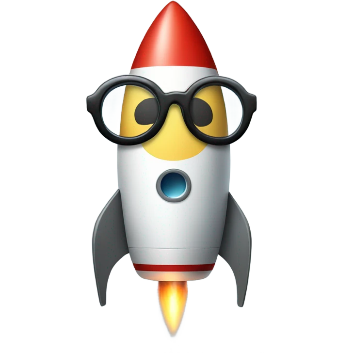 Rocket with glasse emoji