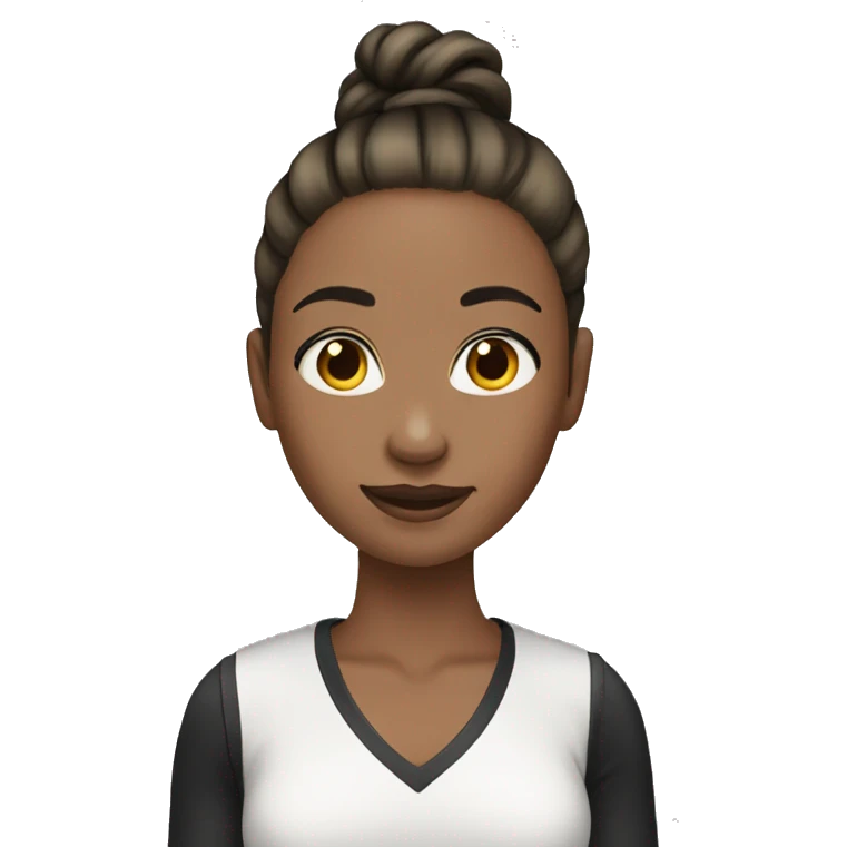 girl light tone skin black slim ponytail emoji