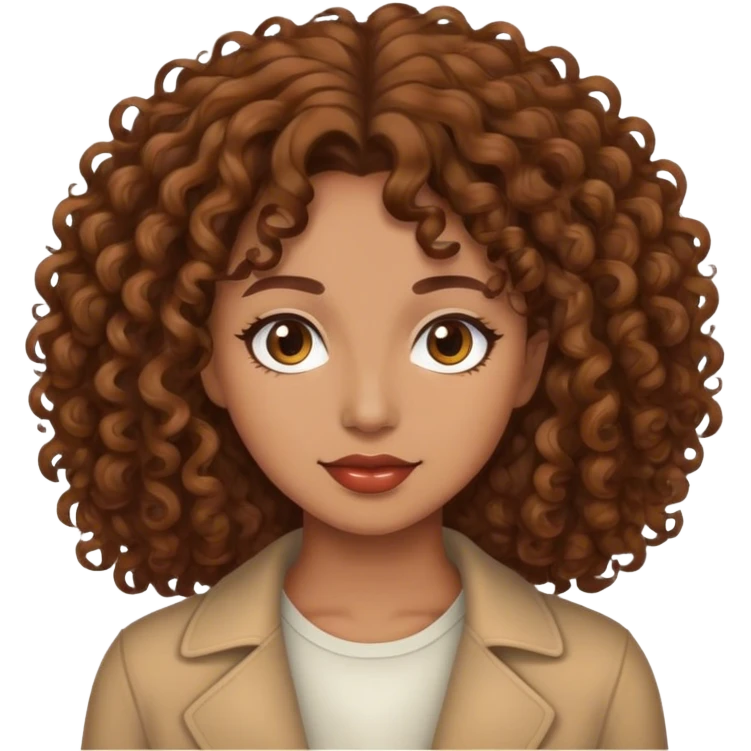 Realistic anatomically correct female body with brown curly hair emoji