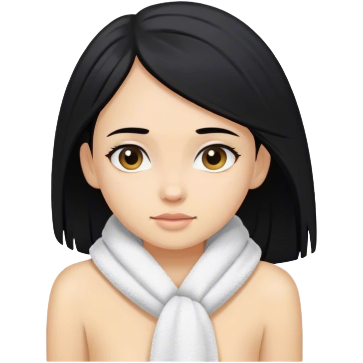Girl in towel black hair light skinned not white towel in chest hair no towel just hair emoji
