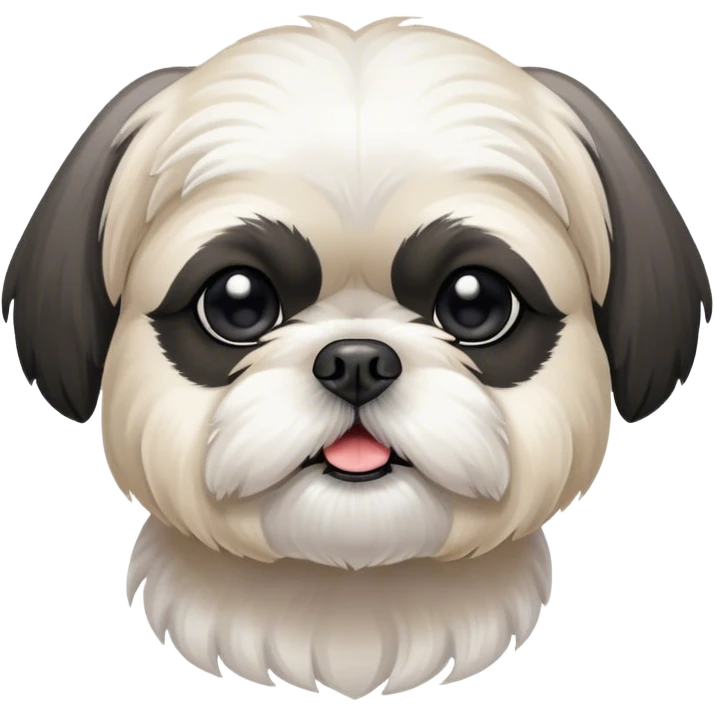 Old white Shih Tzu with black ears and black eyes emoji