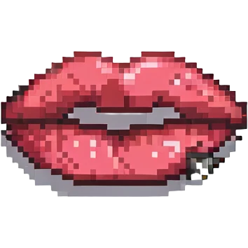 lipstick lip mark, pixel art style emoji