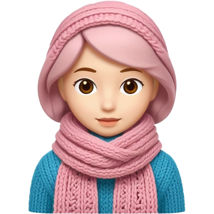 A 3D cartoon wool scarf with visible knitted stitches and gentle folds, warm colors, soft lighting, Memoji-style. emoji