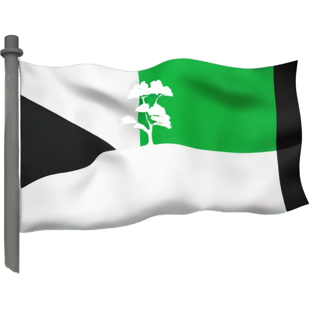 drapeau separé en deux blanc en haut et vert en bah avec un arbre noir au milieu emoji