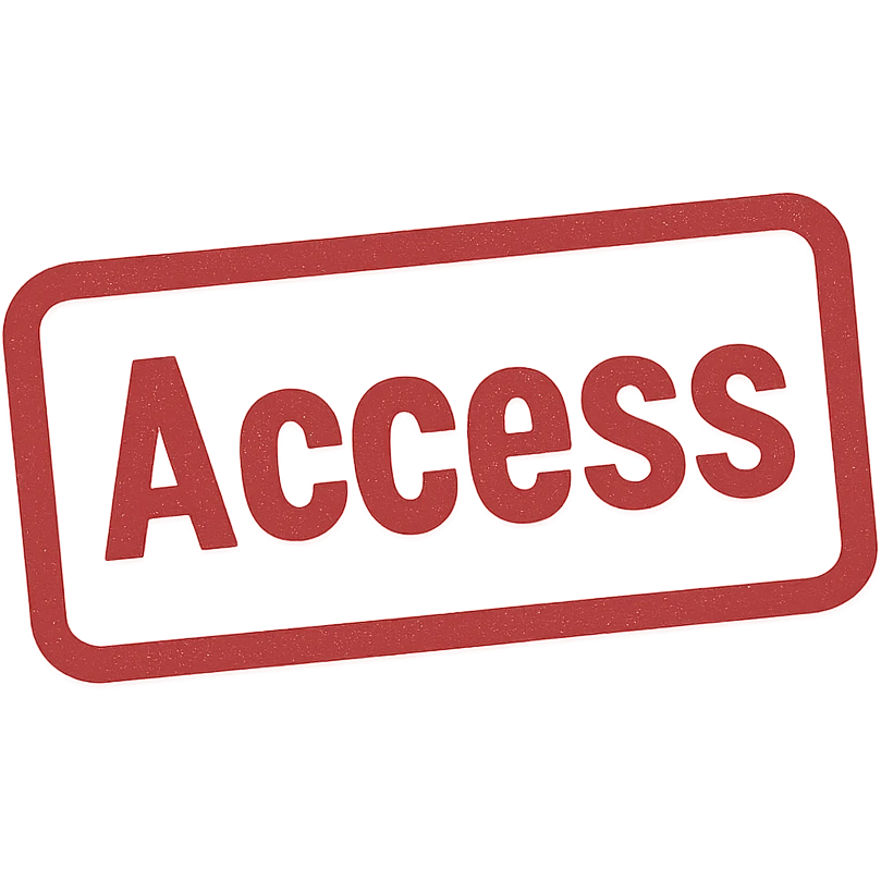 Remove the white background and make it transparent, keep the red rectangular stamp print with the word 'Access' unchanged, preserving the red color and stamp details. emoji
