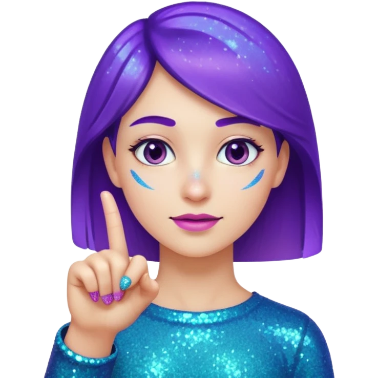 Glitter Roxo e Ciano Dedo apontando pro lado emoji