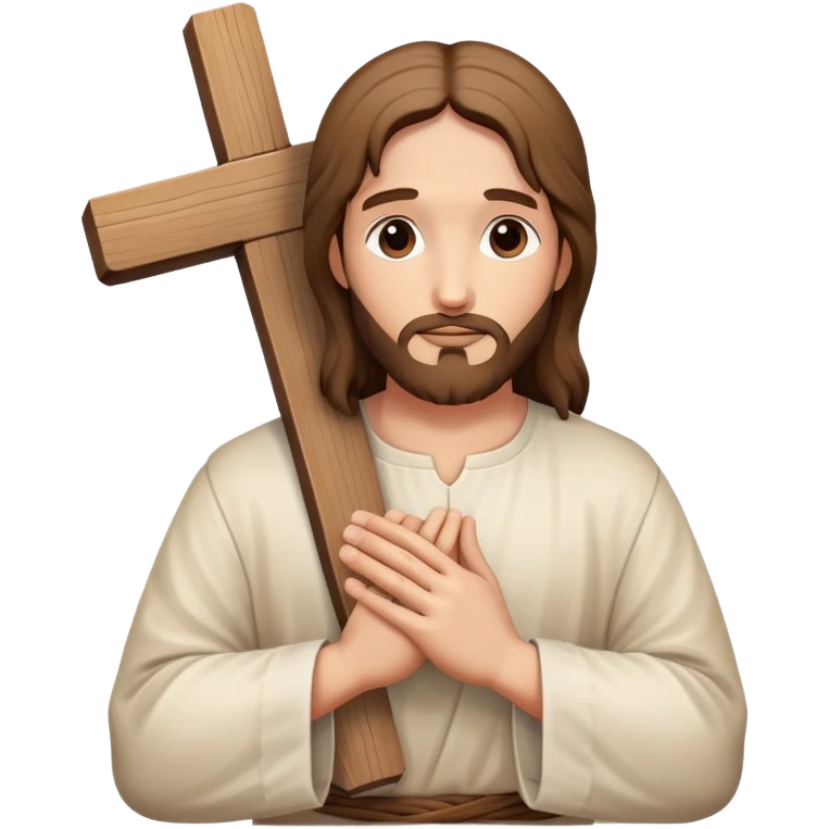 Jesus hands praying with cross symbol, spiritual emoji