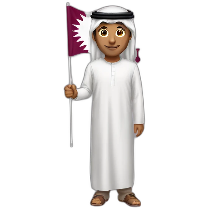 Arabic men holding Qatar flag emoji