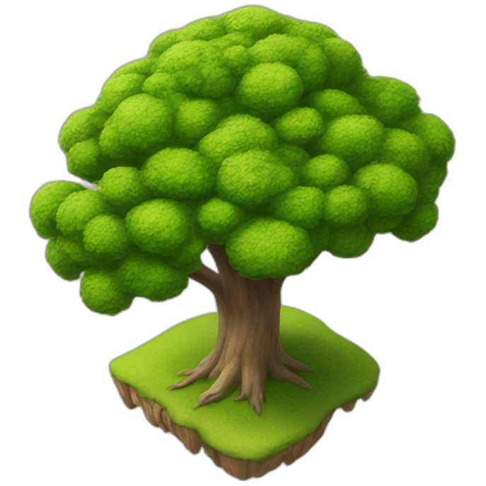 Tree as seen from the sky, looked down from the top, simplified and photorrealistic emoji