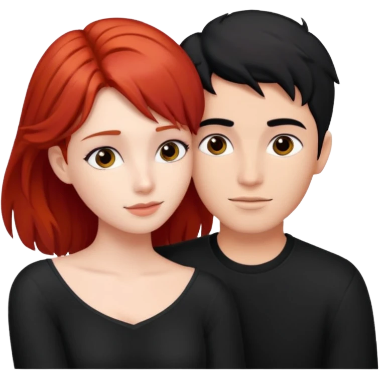 Red haired girl with black hair boy romance emoji