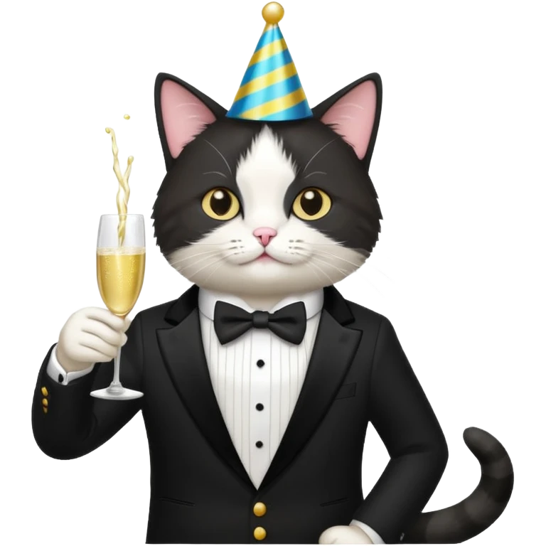 Business cat, party emoji