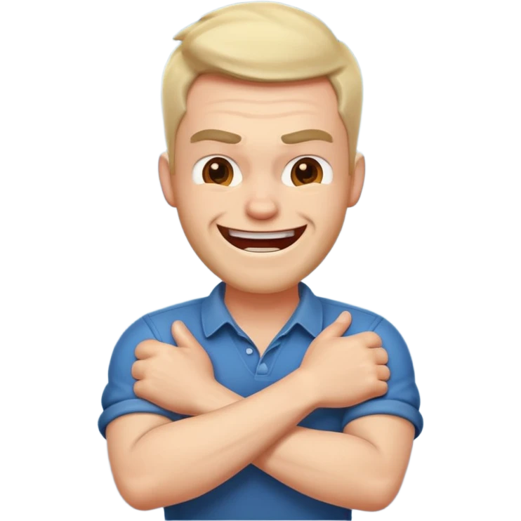 arms crossed around neck angry laughing guy emoji