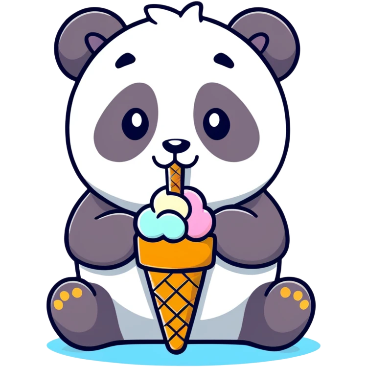 Panda eating ice cream emoji