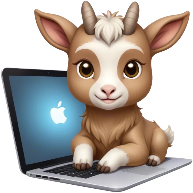 Goat baby typing on laptop emoji
