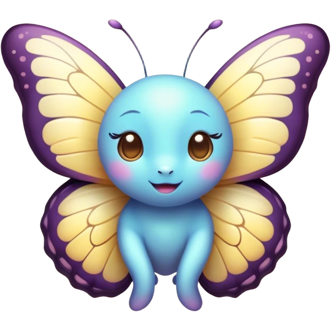 Cinematic Cute Butterfly Portrait Emoji, Head tilted playfully and inquisitively, featuring a charming, petite form with intricately detailed, softly tinted wings and round, sparkling eyes full of gentle wonder, Simplified yet irresistibly adorable features, highly detailed, glowing with a warm, inviting pastel glow, high shine, affectionate and lively, stylized with a touch of whimsical garden charm, soft glowing outline, capturing the essence of a mischievous butterfly that seems as if it could dance out of the screen into your arms! emoji
