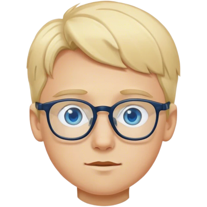 blonde boy with blue eyes with glasses portrait emoji