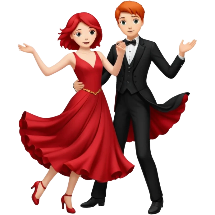 Ballroom dancing with girlred and boyblack  g emoji