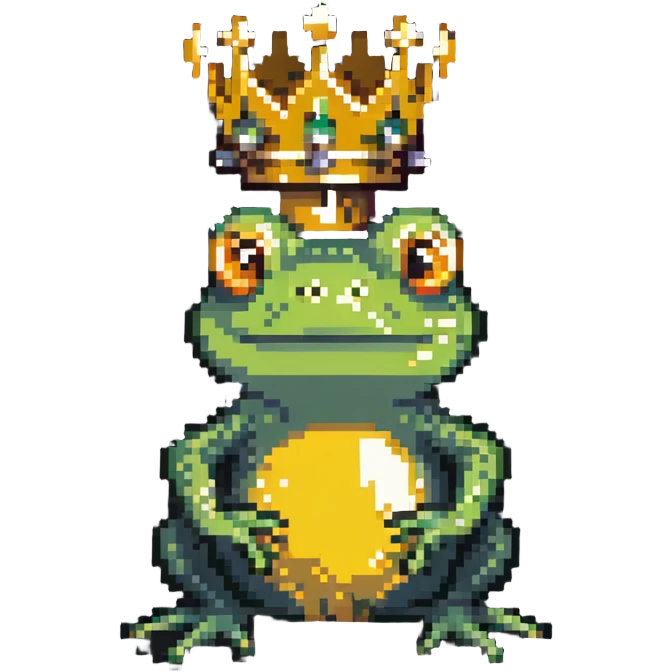 frog wearing a golden crown emoji