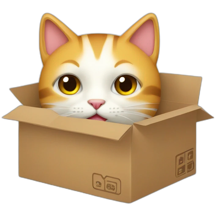Un chat qui se cache dans une boîte emoji
