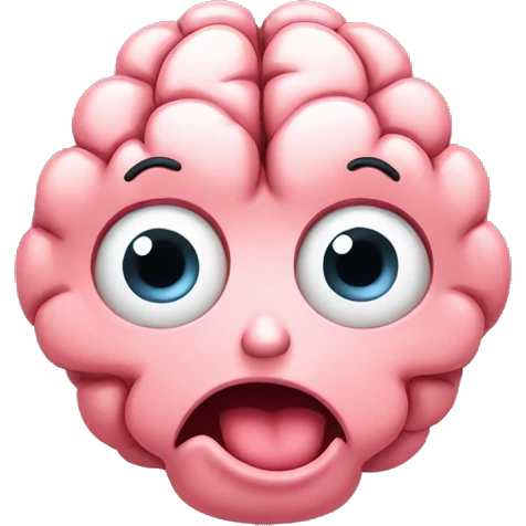 blushing surprised happy face brain emoji