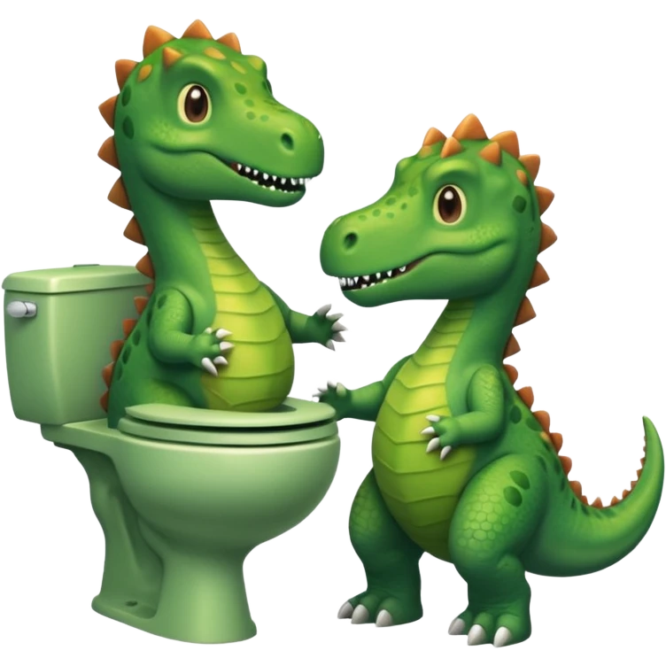 Skibidi toilet holding hands with a dinosaur ￼ emoji