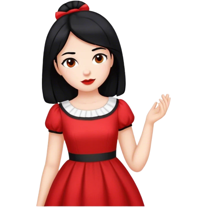 Ski woman red white dress black hair  emoji
