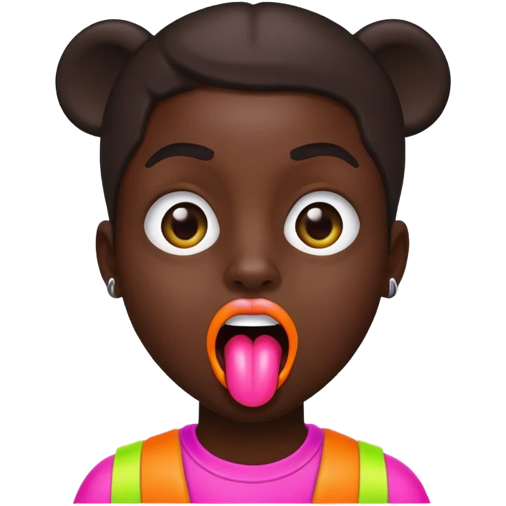 cyberpunk style neon shows tongue emoji