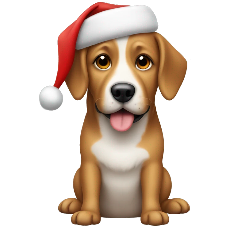 Dog wearing a santa’s hat emoji