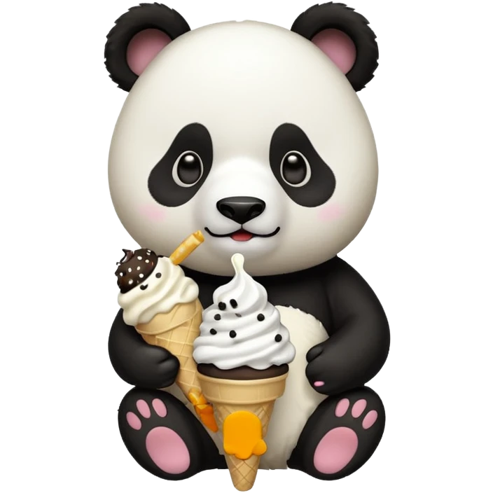 Panda eating ice cream with gun emoji