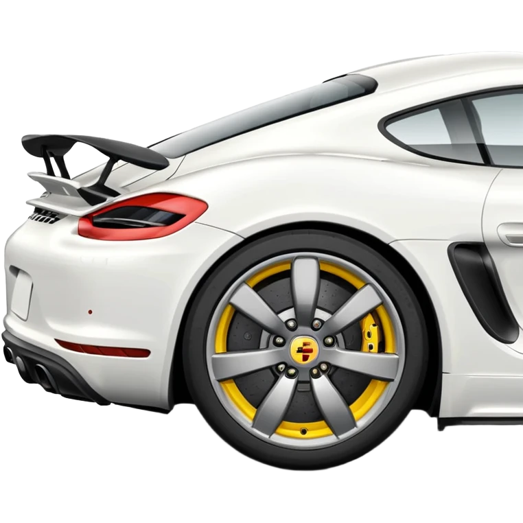 Matte White colored exterior 2024 Porsche 718 Cayman GTS 4.0 with yellow ceramic brake calipers and dark silver anthracite rims emoji