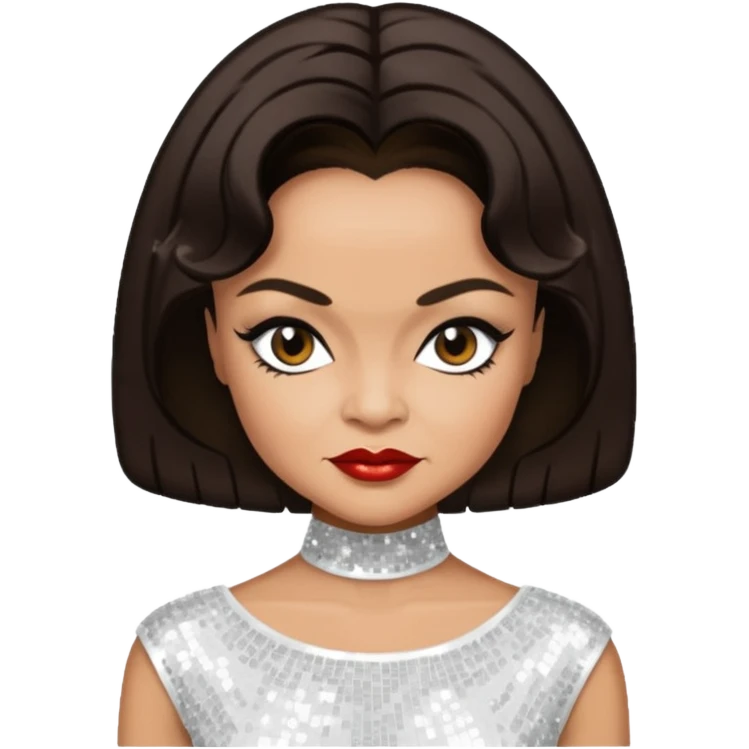 Eartha Kitt with dark brown hair, white sequin outfit emoji