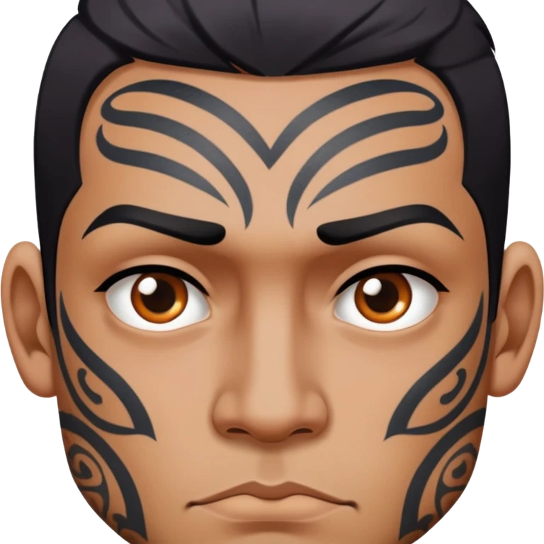 man with bold face tattoos, serious expression emoji