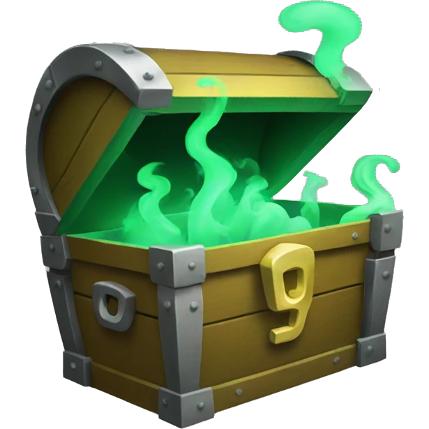 open Green treasure chest with green smoke coming out emoji