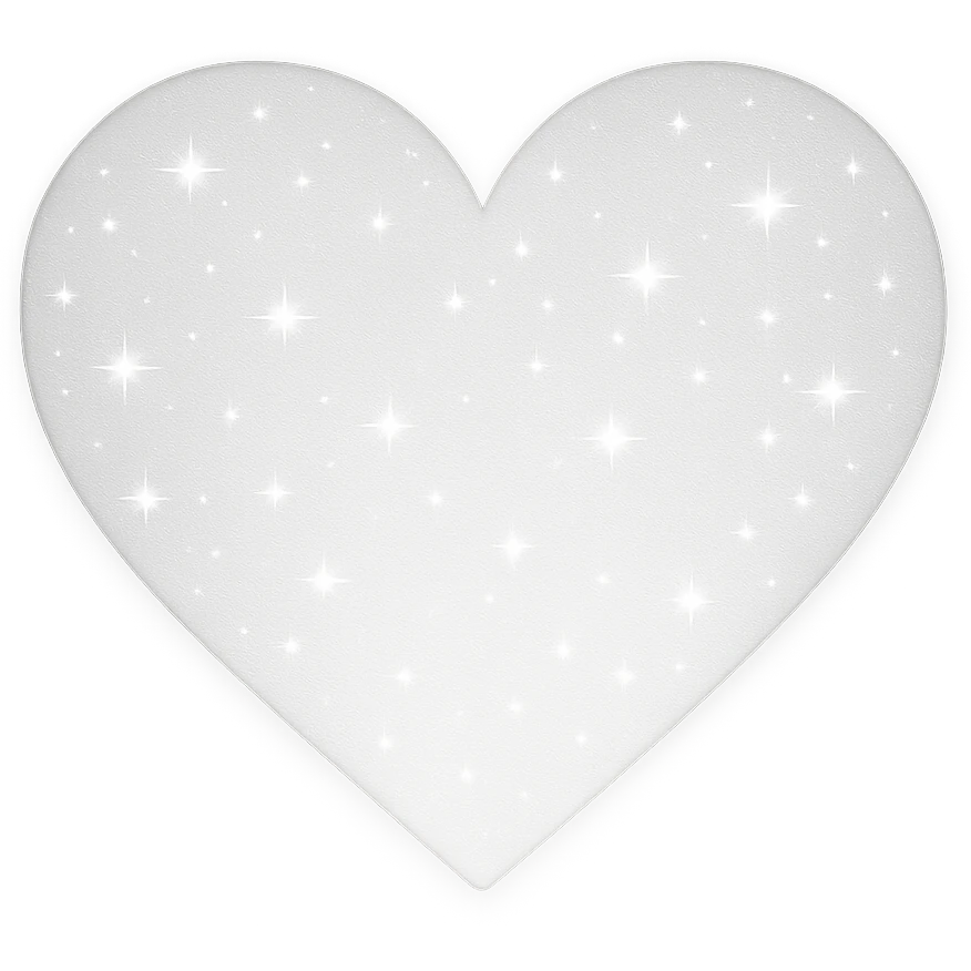 Modify the heart with a night sky gradient to white night theme with a white gradient, more stars, and a soft glow. Remove the background entirely  emoji