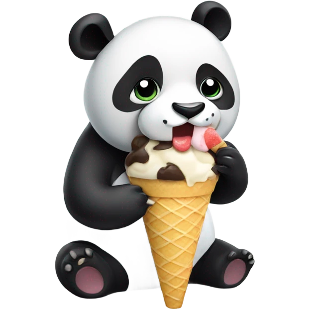 Panda eating ice cream emoji
