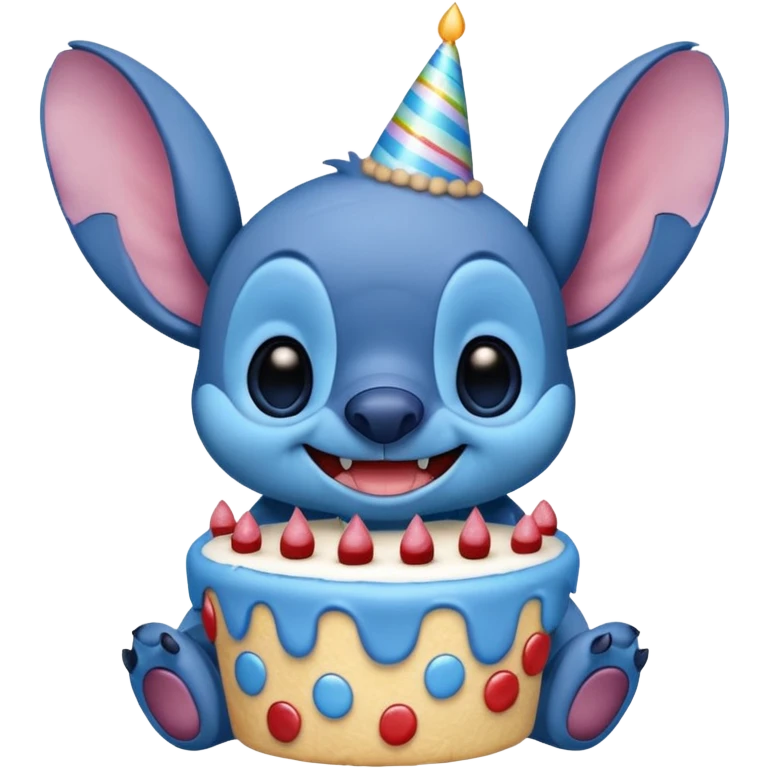 Stich with a birthday cake emoji