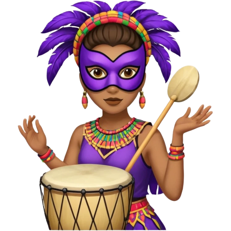 Masked Festival Drummer woman emoji