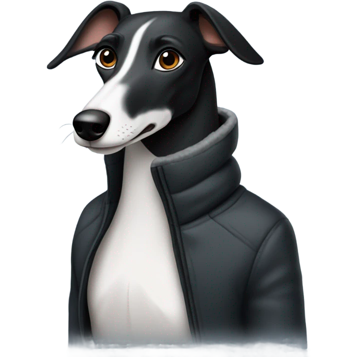Black greyhound in winter jacket emoji