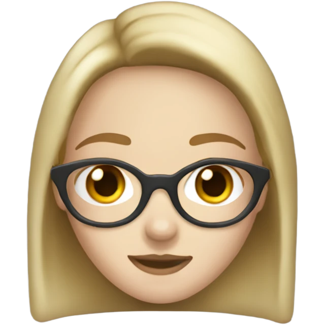a dirty blonde haired girl with freckles, clear glasses and a white shirt emoji