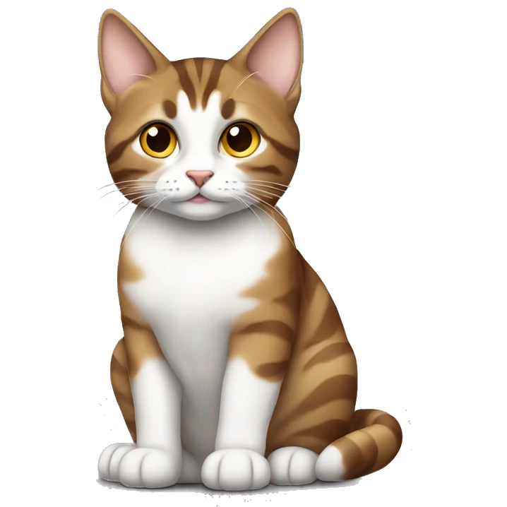 Brown and white tabby sitting emoji